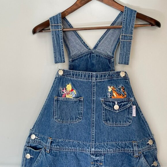 Disney 90's Vintage Winnie The Pooh & Friends Embroidered Denim Overalls XL - Picture 2 of 11